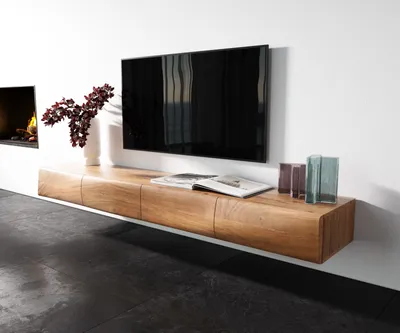 Produktbild von DELIFE Lowboard New Live-Edge 200 cm Akazie Natur 4 Türen schwebend
