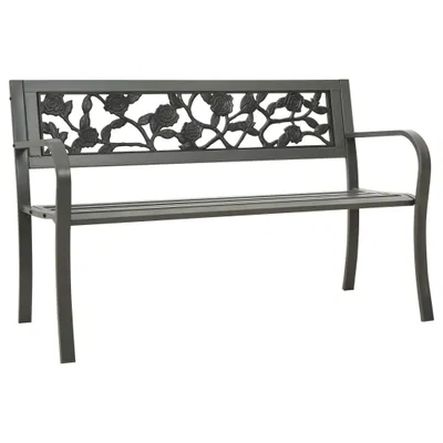 Image de Banc de jardin The Living Store 125 cm en acier gris