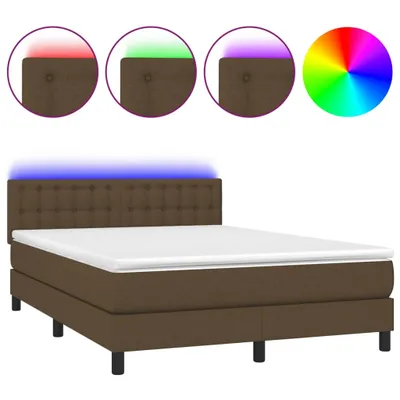 Produktbild von vidaXL Boxspringbett mit Matratze & LED Dunkelbraun 140x190 cm Stoff