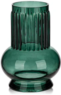 Image de Vase en verre moderne pour fleurs, 18 cm de haut, vase de table, vase décoratif bleu