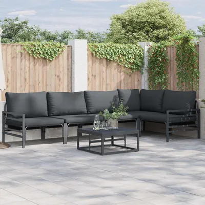 Immagine prodotto di vidaXL Set di divani da giardino con cuscini 5 pezzi in acciaio nero
