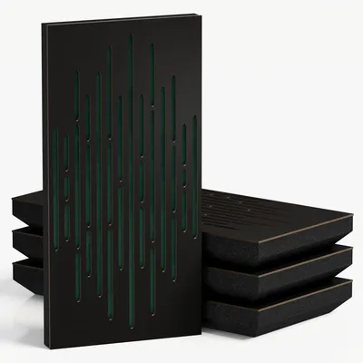 Imagen del producto de Juego de 10 paneles acústicos estrechos WAVE-F, 50x25x5 cm, /verde