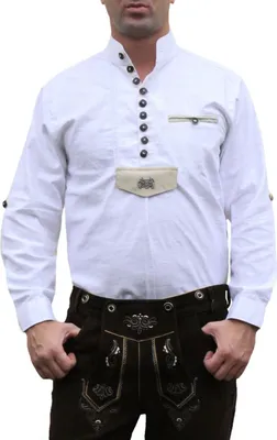 Produktbild von Trachtenhemd für Trachten Lederhosen Trachtenmode weiß GW1263, Größe:M