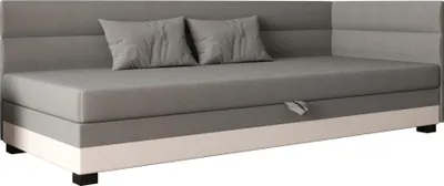 Produktbild von AURA SOFA  Boxspringbett  TORIN PLUS 80x195 Komplett-Set mit Bonell Matratze, Polsterbett mit Bettkästen - Hellbeige/Grau, SAWANA 01/21