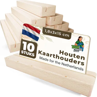 Productafbeelding van Houten Kaarthouders Extra Lang 10 Stuks van Massief Beukenhout