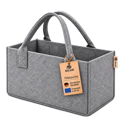 Produktbild von Filztasche Hellgrau Einkaufstasche Kaminholztasche Kaminholzkorb Filz Zeitungsständer Zeitungskorb (1 Stk. Grau)