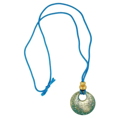 Produktbild von Kette Krokoplatte Kordel blau türkis 40mm