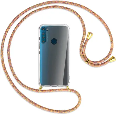 Produktbild von Handykette Backcover-Schutzhülle mit Band (Metall goldfarben) für Motorola One Fusion Plus - Rainbow