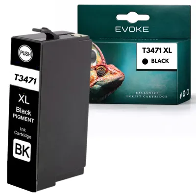 Obrázok produktu pre Evoke-Patronen, kompatibilné s tlačiarňami Epson T3471 T347XLBK, čierna farba, objem 32 ml, kompatibilné s modelmi WorkForce Pro WF3720DWF a 3725DWF