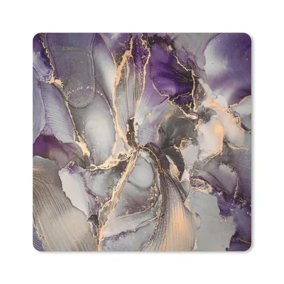 Produktbild von MuchoWow® Mauspad Mousepad Gold - Lila - Marmor 30x30 cm - Mousepads - Maus Mat - Pad - Mausunterlage - Gaming