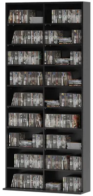 Zdjęcie produktu dla HOMCOM – Regał na płyty CD, DVD i Blu-ray z 18 przegródkami, idealny do salonu, kolor czarny