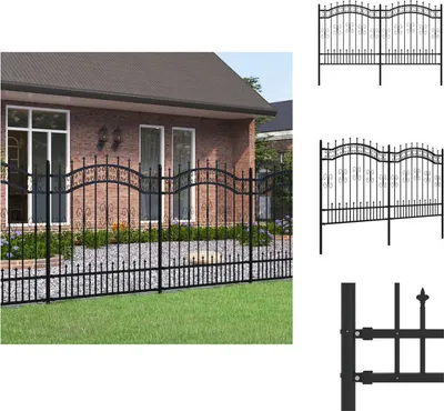 Produktbild von vidaXL Gartenzaun mit Speerspitzen Schwarz 165 cm Stahl -  Zaunfelder