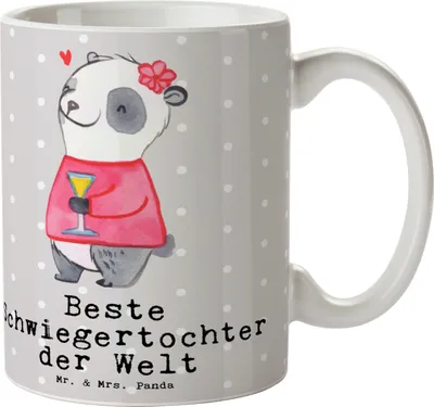 Produktbild von Mr. & Mrs. Panda Tasse Panda Beste Schwiegertochter der Welt - Grau Pastell - Geschenk, Tochter, Becher, Angeheiratet, Kaffeetasse, Pott, Geschenkidee, Hochzeit, Frau