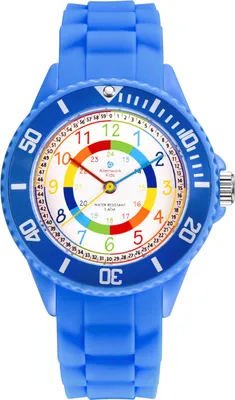 Produktbild von Alienwork Kids Lernuhr Kinderuhr Jungen Mädchen Blau Silikon-Armband Mehrfarbig Kinder-Uhr Wasserdicht 5 ATM Zeit Lernen