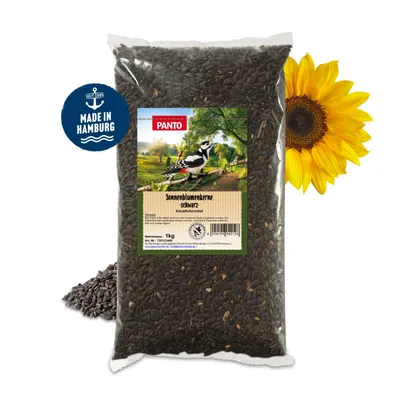 Produktbild von PANTO Sonnenblumenkerne schwarz 1kg - Wildvogelfutter