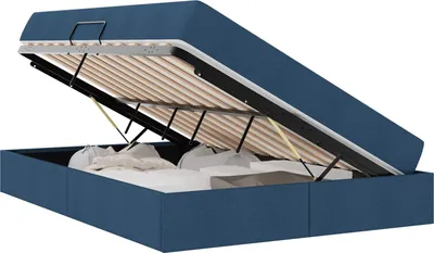Produktbild von Aufbewahrungsbett mit Matratze Blau 140 x 190 cm Polyester