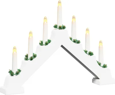 Produktbild von vidaXL Weihnachtskerzenbrücke mit 7 LEDs Weiß 39,5 x 5 x 29 cm