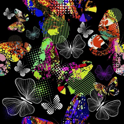 Image de OUTDOOR DÉCORDS OXFORD - motif papillons sur noir I DX433