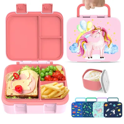 Image de Boîte à lunch pour enfants, boîte à bento, boîte de rangement à plusieurs compartiments pour aliments, pour garçons, filles, enfants, adultes, au travail et à l'école.
