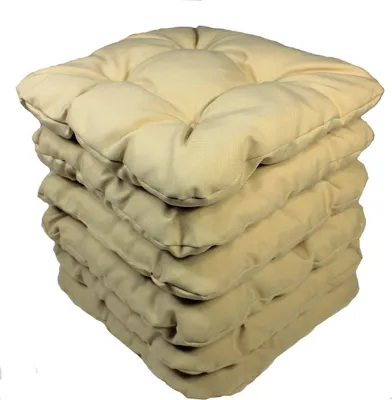 Produktbild von Set 6 x Stuhlkissen / Sitzkissen Lara 38 x 38 cm Dicke 8 cm , Fb. beige , Polyester