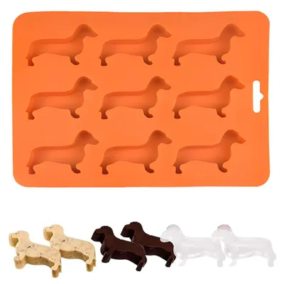 Silikon-Eiswürfelform Dackelform, 1 Stück, Orange