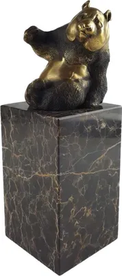 Produktbild von Bronzeskulptur Bronzefigur Sitzender Bär Pandabär