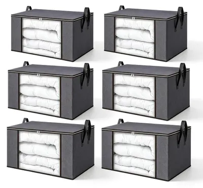 6 Aufbewahrungsboxen 60x43x35 cm, faltbar, mit Griffen & Fenster