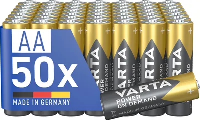 Image de Piles VARTA AA, lot de 50, format économique, technologie alcaline, 1,5 V