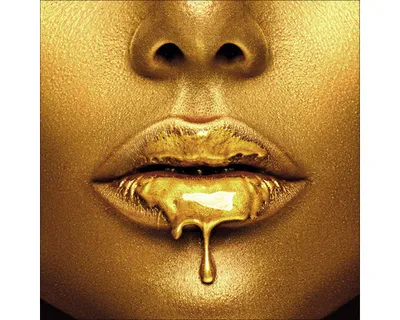 Produktbild von Glasbild Golden Lips I 30x30 cm
