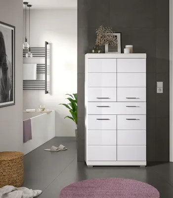 Produktbild von Hochschrank Midischrank Scout | weiß Hochglanz / weiß