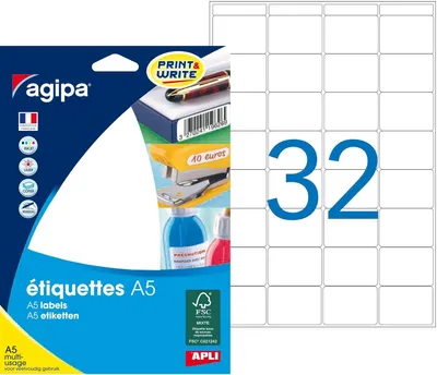 Image de étiquettes universelles agipa, 24 x 33,5 mm, blanc