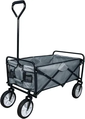Image de Chariot pliant, capacité de charge de 70 kg, de couleur grise, livré avec des gants pour le jardin et la maison