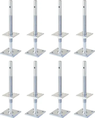 Zdjęcie produktu dla Alberts 8 x wsporniki słupków dwuteowych, z regulacją wysokości 100 - 230 mm, wysokość 340 mm, ocynkowane, pasywowane grubowarstwowo, do przykręcenia