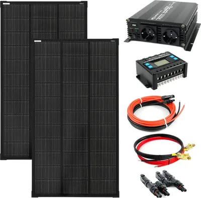 Produktbild von Komplettset 2x120 Watt Solarmodul 1070x580 NM1000 Watt Wandler 20A Laderegler Photovoltaik Inselanla
