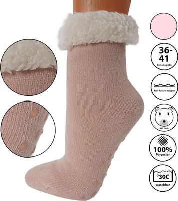 Produktbild von Kuschelsocken rosa Damen Hüttensocken Chenille - Größe 36-41