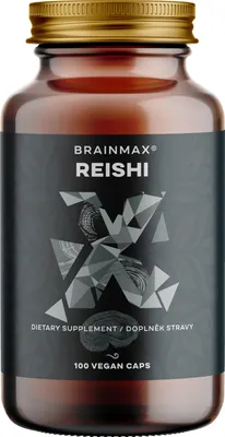 Obrázok produktu pre Extrakt BrainMax Reishi, 50 % polysacharidov a 20 % beta-1,3/1,6 D-glukánov, 500 mg, 100 rastlinných kapsúl