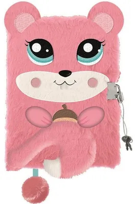 Productafbeelding van DAGBOEK, PLUISH EIKHORN MET POMPONS, MERK: bambino