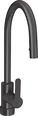 Produktbild von AquaCucina Fensterarmatur SF1 in SCHWARZ matt mit ausziehbarem Bogenauslauf / Küchenarmatur / Einhebelmischer