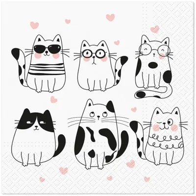 Produktbild von 20 Servietten Meow Hearts - Herzen um Katzen 33x33cm