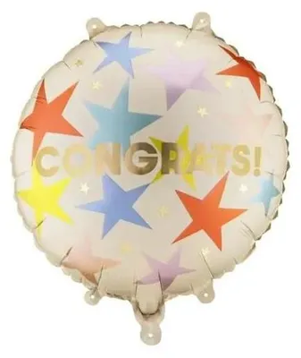 Obrázek produktu pro Fóliový balónek s nápisem „Congrats“, 35 x 35 cm – PartyDeco