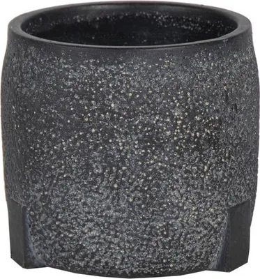 Produktbild von INNA-Glas Blumentopf EVROS mit Muster, schwarz, 21cm, Ø23cm - Pflanztopf
