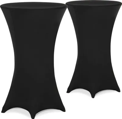 Image de DETEX® 2x Housses table de bar bistrot ronde noir Ø60-65 cm nappe mange debout protection table cocktail tissu stretch