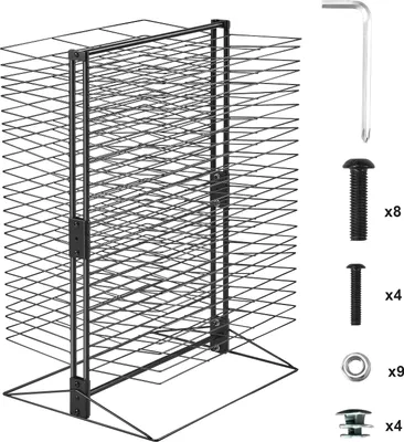 Zdjęcie produktu dla VEVOR Stojak do suszenia dzieł sztuki z 50 wyjmowanymi półkami (49 x 19 cm) Stojak do suszenia z solidną podstawą, stojak do suszenia obrazów wykonany ze stali węglowej
