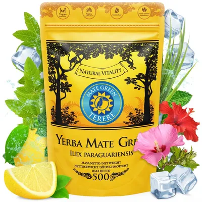 Produktbild von Yerba Mate Green Tereré 500g – Yerba Mate-Tee aus Brasilien, Frisch & zitronig mit Minze - Zitronengras, Hibiskus & Moringa - vegan