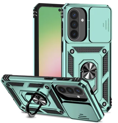 Image de Coque pour Galaxy A57 avec protection coulissante pour l'appareil photo et support à anneau - Coque de protection robuste pour Samsung Galaxy A57, vert