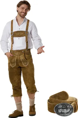 Produktbild von Lange Lederhose Jakob - olivbraun, 50