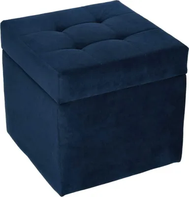 Produktbild von mg design Polsterhocker, 45x45 cm, Farbe Blau – weicher Sitz, aufklappbar mit Stauraum (50l) hält einer Belastung von bis zu 100 kg stand