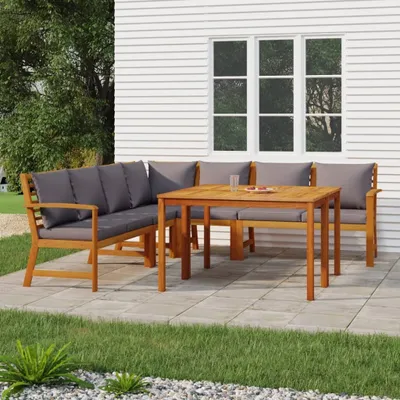 Produktbild von Cloris Designermöbel 7-tlg. Garten-Essgruppe mit Kissen Massivholz Akazie 2024 Neu