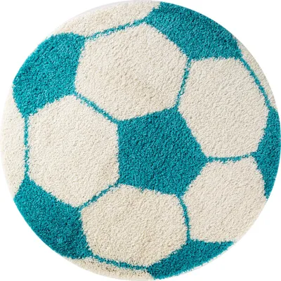 Productafbeelding van Kinderkleed, voetbalmotief, turquoise, 100 x 100 cm, rond