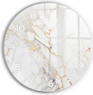 Produktbild von Wallfluent Wanduhr – Stilles Quarzuhrwerk - Uhr Dekoration Wohnzimmer Schlafzimmer Küche - Zifferblatt - weiße Zeiger - 30 cm - Dekorativer Marmor